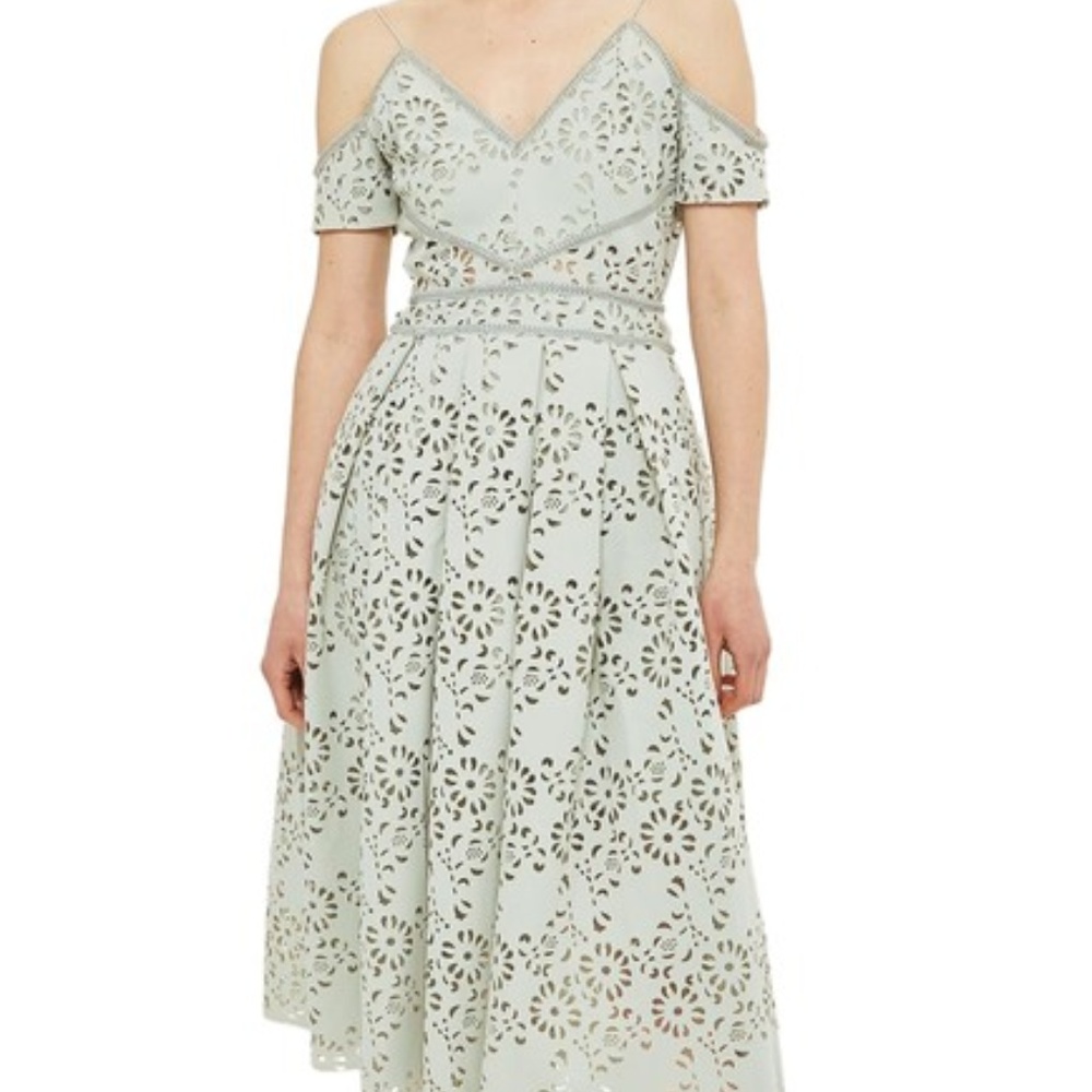 TOPSHOP Laser Cut Off the Shoulder Midi Sz 2 NWOT